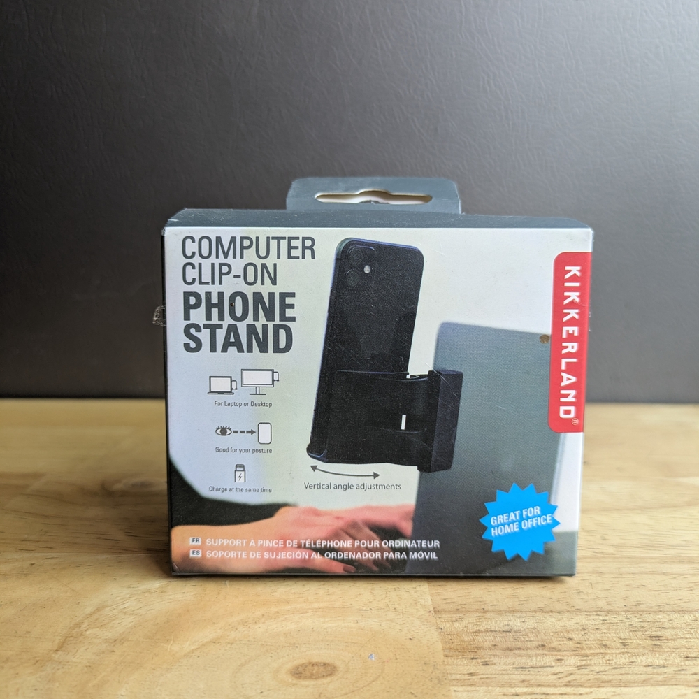 Kikkerland Black Computer Clip-On Phone Stand